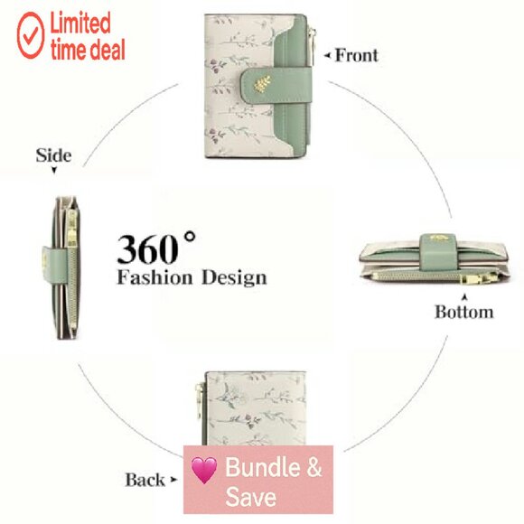 RFID Blocking Leather Bifold Wallet with Zipper Pocket & ID Window - Picture 5 of 7